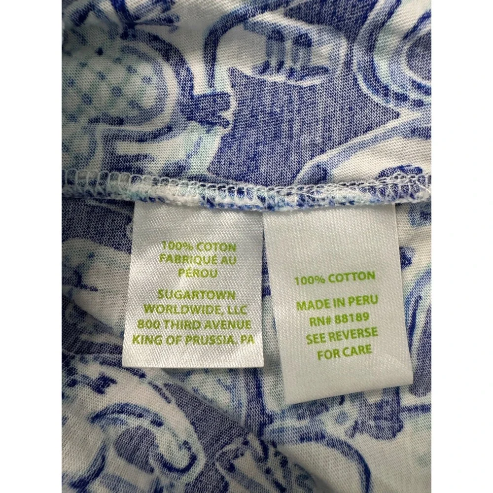 Lilly Pulitzer Girls Blue Elephant Print Cotton‎ Romper Size M 8-10 23401